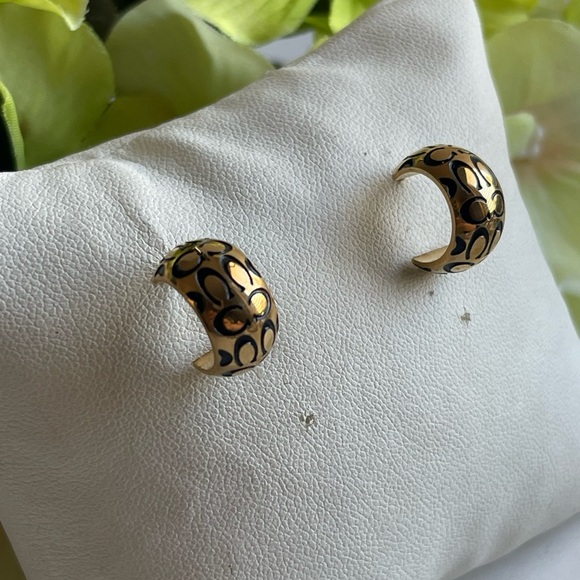 Coach Elegant Gold and Black Hoop Earrings - Picture 9 of 9